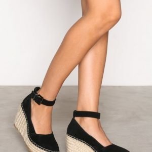 Bianco Plateau Espadrille Wedge Kiilakorkokengät Musta