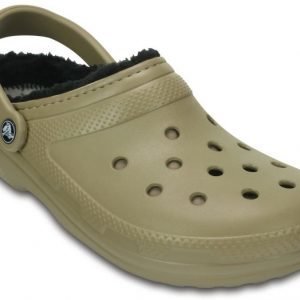 Crocs Sandaalit Khaki/Black Classic Fuzz Lined Pattern