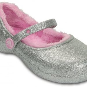 Crocs Sandaalit Tytöille Valkoinen Karin Sparkle Fuzz Lined