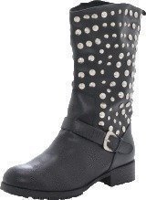 Fashion By C Long rivet boot Black