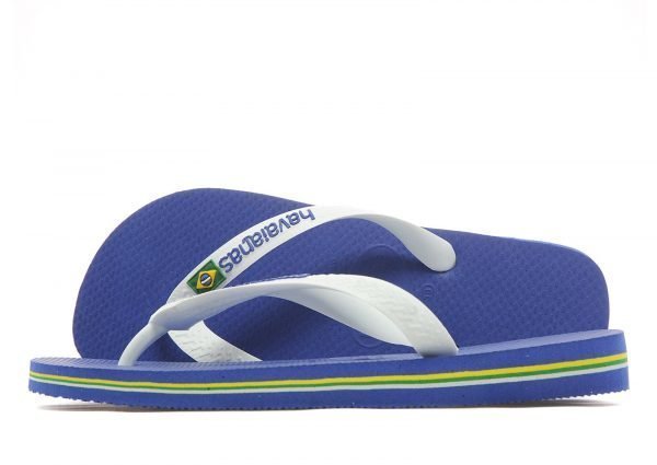 Havaianas Brazil Logo Flip Flops Marine Blue