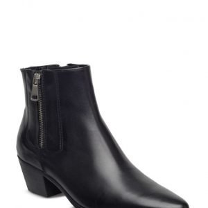 Mango Leather Western Ankle Boots