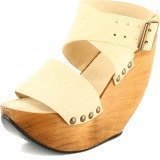 Minimarket Space Shoe Wood Wedge Sandal White