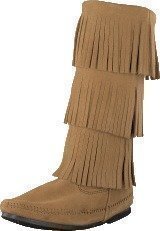 Minnetonka 3-Layer Fringe Boot Taupe Suede