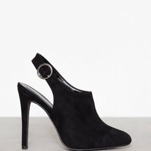 New Look Suedette Ring Buckle Sling Back Heels Korkokengät Black