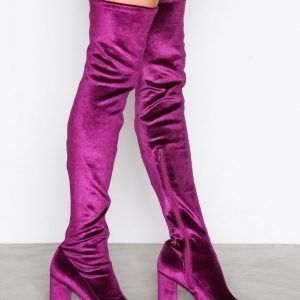 Nly Shoes Block Heel Thigh Boot Saappaat Berry