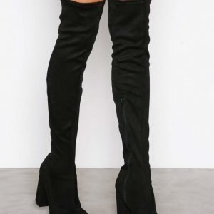 Nly Shoes Block Heel Thigh Boot Ylipolvensaappaat Musta