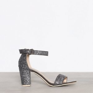 Nly Shoes Block Mid Heel Sandal Kimallesandaalit Harmaa / Sininen