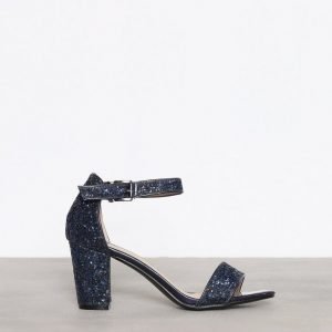 Nly Shoes Block Mid Heel Sandal Kimallesandaalit Sininen