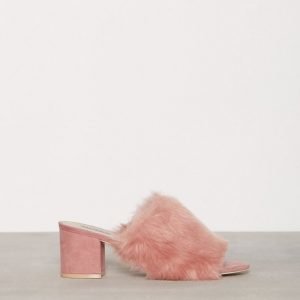 Nly Shoes Faux Fur Mule Sandaalit Dusty Pink