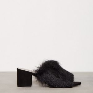 Nly Shoes Faux Fur Mule Sandaalit Musta