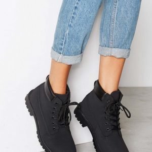 Nly Shoes Lace Boot Nahkakengät Musta