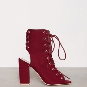 Nly Shoes Lace Up Block Sandal Nilkkurit Burgundy