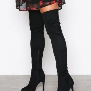 Nly Shoes Platform Over Knee Boot Ylipolvensaappaat Musta
