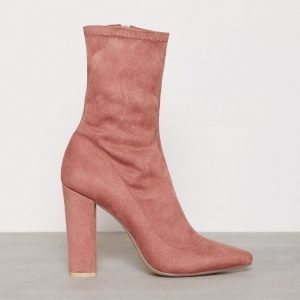 Nly Shoes Pointy Stretchy Block Boot Bootsit Dusty Rose