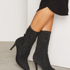 Nly Shoes Slouched Heel Boot Saappaat Musta