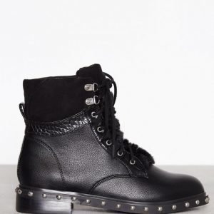 River Island Fur Tounge Biker Boot Keinonahkakengät Black