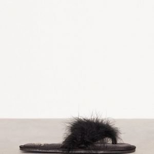 River Island Marabou Flip Flop Slipper Varvassandaalit Black