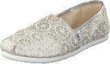 Toms Seasonal classic youth Silver crochet glitter