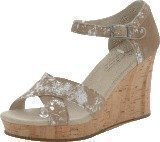 Toms Strappy Wedge Sand Brushed Metal