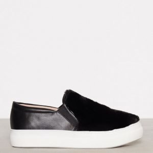 Topshop Faux Fur Slip On Sneaker Slip-On Kengät Black